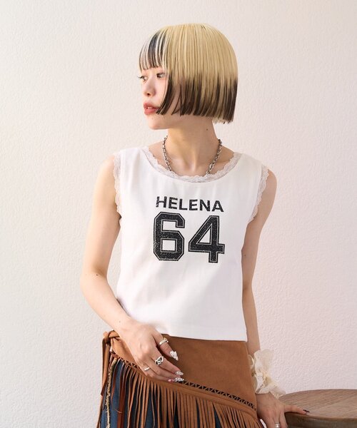 w closet（ダブルクローゼット）の「【25AW】【3色展開】レースロゴタンク（キャミソール・レディース・アイボリー/オフホワイト/チャコールグレー・FREE）」の5枚目の写真