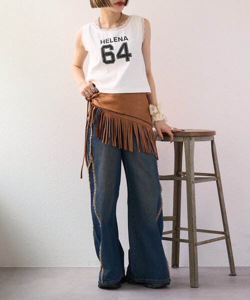 w closet（ダブルクローゼット）の「【25AW】【3色展開】レースロゴタンク（キャミソール・レディース・アイボリー/オフホワイト/チャコールグレー・FREE）」の15枚目の写真