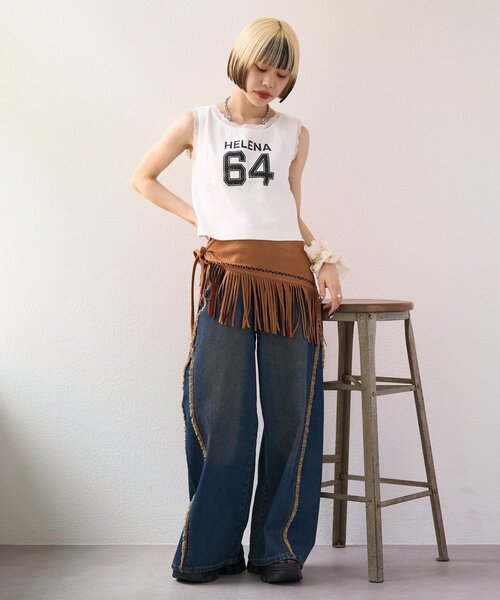 w closet（ダブルクローゼット）の「【25AW】【3色展開】レースロゴタンク（キャミソール・レディース・アイボリー/オフホワイト/チャコールグレー・FREE）」の16枚目の写真