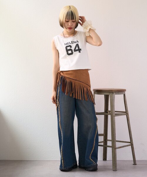 w closet（ダブルクローゼット）の「【25AW】【3色展開】レースロゴタンク（キャミソール・レディース・アイボリー/オフホワイト/チャコールグレー・FREE）」の18枚目の写真