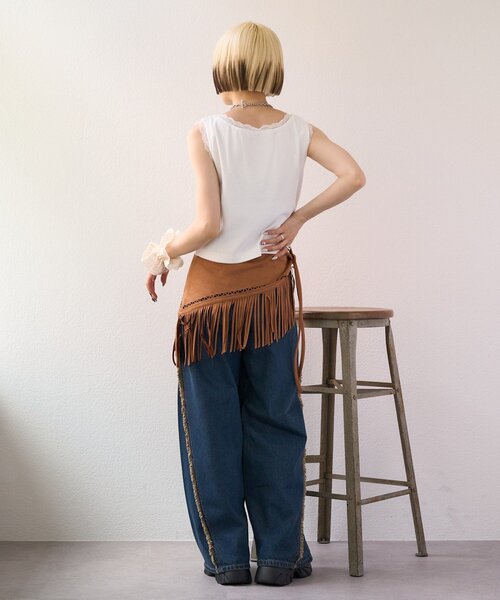 w closet（ダブルクローゼット）の「【25AW】【3色展開】レースロゴタンク（キャミソール・レディース・アイボリー/オフホワイト/チャコールグレー・FREE）」の20枚目の写真