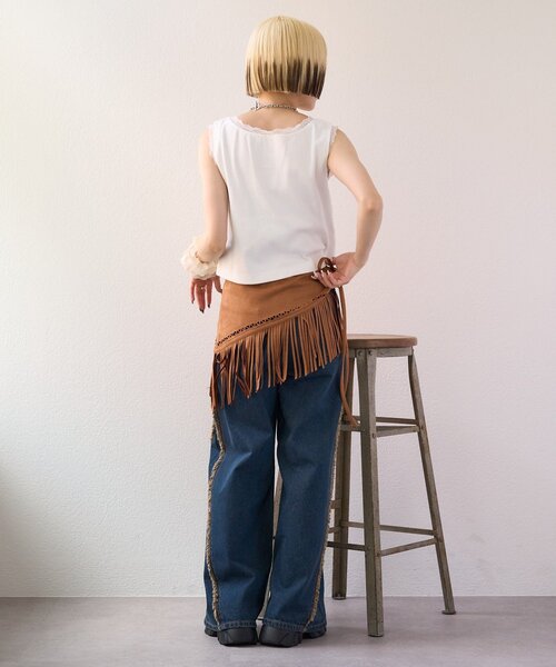 w closet（ダブルクローゼット）の「【25AW】【3色展開】レースロゴタンク（キャミソール・レディース・アイボリー/オフホワイト/チャコールグレー・FREE）」の21枚目の写真