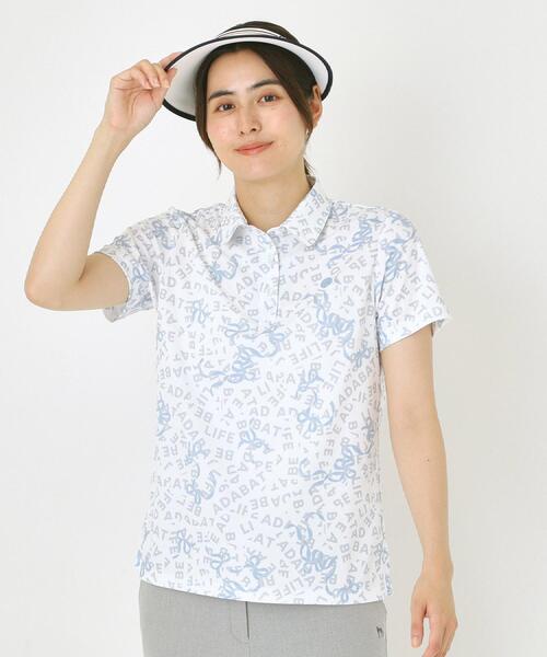 adabat（アダバット）の「【吸水速乾】リボンロゴプリントポロシャツ（ポロシャツ・レディース・ライトイエロー系1/ホワイト系1・40/38/42/36）」の3枚目の写真