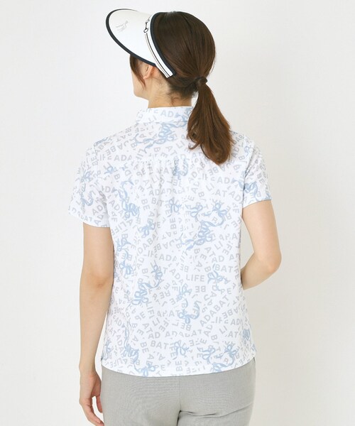 adabat（アダバット）の「【吸水速乾】リボンロゴプリントポロシャツ（ポロシャツ・レディース・ライトイエロー系1/ホワイト系1・40/38/42/36）」の4枚目の写真