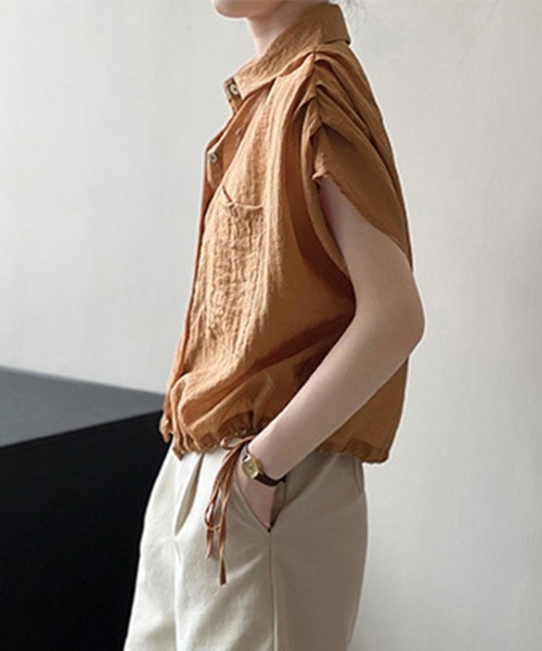 ONEP STAR（ワンピスター）の「ポケット付きシアーシャツ（シャツ/ブラウス・レディース・オフホワイト/オレンジ/ブラック/ベージュ・MEDIUM/LARGE）」の17枚目の写真