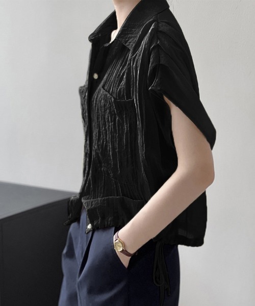 ONEP STAR（ワンピスター）の「ポケット付きシアーシャツ（シャツ/ブラウス・レディース・オフホワイト/オレンジ/ブラック/ベージュ・MEDIUM/LARGE）」の5枚目の写真