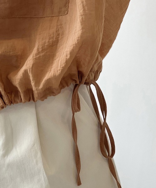 ONEP STAR（ワンピスター）の「ポケット付きシアーシャツ（シャツ/ブラウス・レディース・オフホワイト/オレンジ/ブラック/ベージュ・MEDIUM/LARGE）」の8枚目の写真