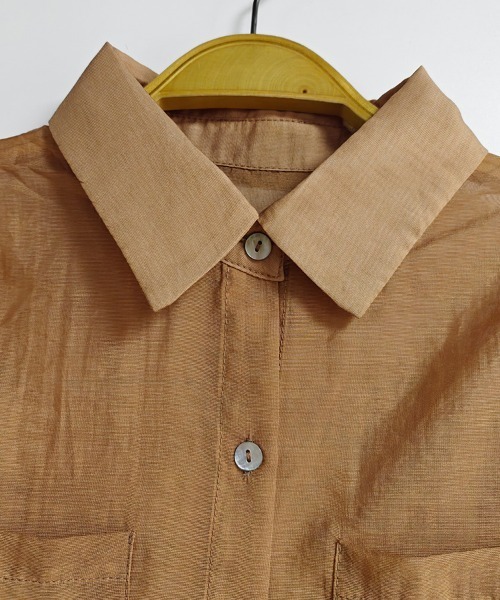 ONEP STAR（ワンピスター）の「ポケット付きシアーシャツ（シャツ/ブラウス・レディース・オフホワイト/オレンジ/ブラック/ベージュ・MEDIUM/LARGE）」の19枚目の写真