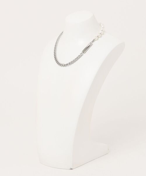 シルバー チェーンネックレス パール付き シルバーチェーンネックレス/パール/ブラックストーン