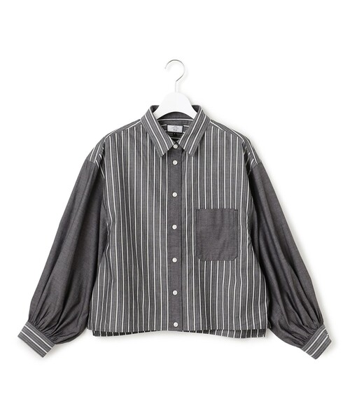 J.PRESS YORK STREET（ジェイプレスヨークストリート）の「【WOMEN】タイプライター ショートブラウス（シャツ/ブラウス・レディース・サックスブルー系1/ブラック系1/ベージュ系1/アイボリー系・F）」の2枚目の写真