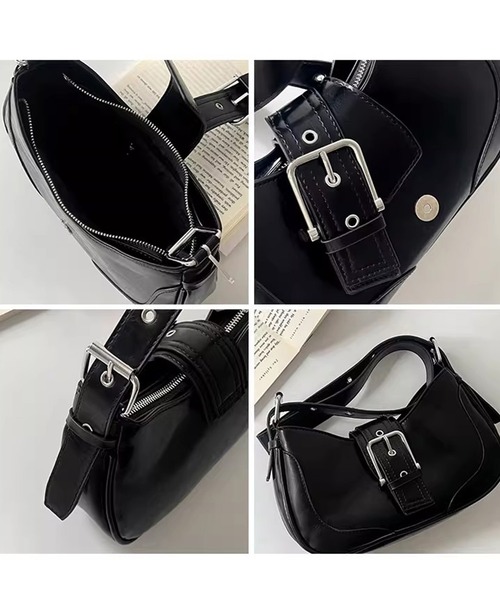 SANSeLF（サンセルフ）の「【SANSeLF】 バックルポイントショルダーバッグ セミサークルフォルム ワンストラップ saa25a038（ハンドバッグ・レディース・ブラック/シルバー・FREE）」の11枚目の写真