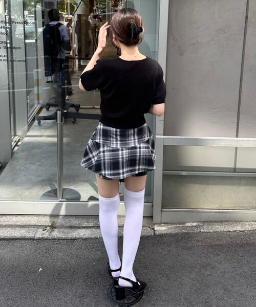 continuer de NICE CLAUP(コンティニューデナイスクラップ)の「チェックニミスカパンツ(スカート・レディース・ブラック系その他/ブラウン系その他・FREE)」の9枚目の写真
