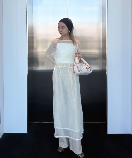 トップス Layered cotton sheer camisole top セール】LAYERED SHEER CAMI SET LONG TOP（Tシャツ/カットソー