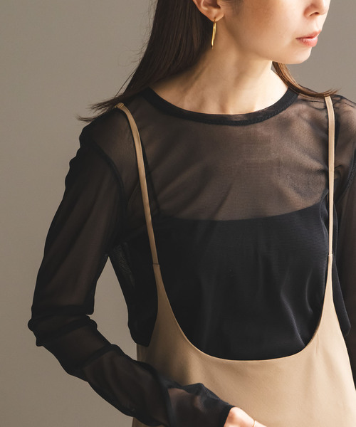 Noble(ノーブル)の「《追加》スキンチュールロングTシャツ(Tシャツ/カットソー・レディース・ブラック/ホワイト/ブラウン・FREE)」の2枚目の写真