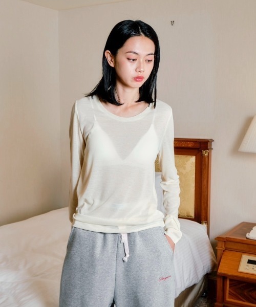 Smyeon(スミョン)の「Loose sleeve crewneck t-shirt/ルーズスリーブクルーネックカットソー(Tシャツ/カットソー・レディース・ホワイト/イエロー/パープル/ブラック/グレー/ライトブルー/ミント・FREE)」の7枚目の写真