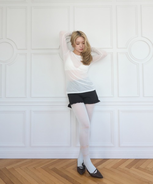 Smyeon(スミョン)の「Loose sleeve crewneck t-shirt/ルーズスリーブクルーネックカットソー(Tシャツ/カットソー・レディース・ホワイト/イエロー/パープル/ブラック/グレー/ライトブルー/ミント・FREE)」の10枚目の写真