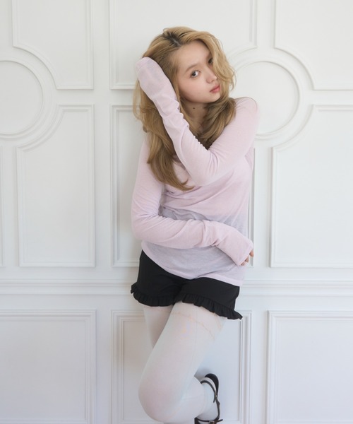 Smyeon(スミョン)の「Loose sleeve crewneck t-shirt/ルーズスリーブクルーネックカットソー(Tシャツ/カットソー・レディース・ホワイト/イエロー/パープル/ブラック/グレー/ライトブルー/ミント・FREE)」の13枚目の写真