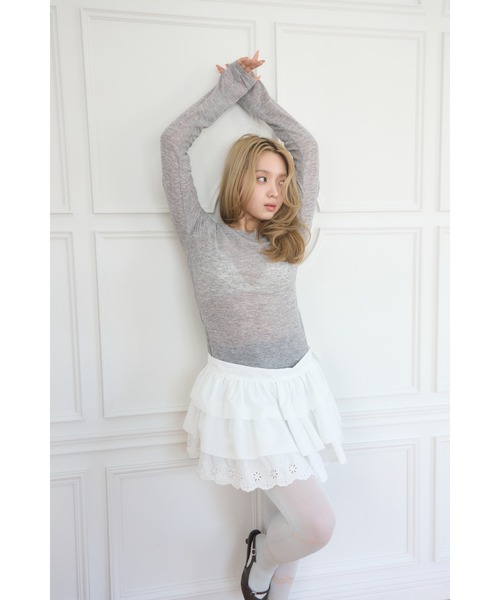 Smyeon(スミョン)の「Loose sleeve crewneck t-shirt/ルーズスリーブクルーネックカットソー(Tシャツ/カットソー・レディース・ホワイト/イエロー/パープル/ブラック/グレー/ライトブルー/ミント・FREE)」の17枚目の写真