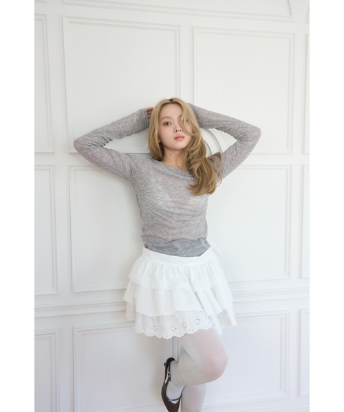 Smyeon(スミョン)の「Loose sleeve crewneck t-shirt/ルーズスリーブクルーネックカットソー(Tシャツ/カットソー・レディース・ホワイト/イエロー/パープル/ブラック/グレー/ライトブルー/ミント・FREE)」の18枚目の写真