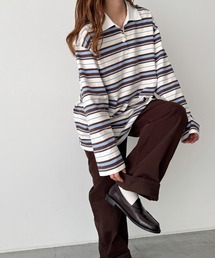 CANAL JEAN | El mar　マルチボーダーオーバーポロシャツ(ポロシャツ)