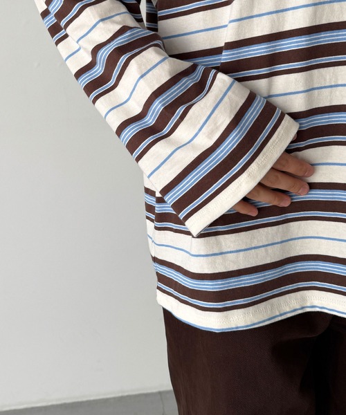 CANAL JEAN（キャナルジーン）の「El mar　マルチボーダーオーバーポロシャツ（ポロシャツ・レディース・ホワイト・ONE SIZE）」の9枚目の写真