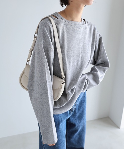 evernavy(エバーネイビー)の「テレコリブレイヤード長袖トップス(Tシャツ/カットソー・レディース・ブラウン/ブラック/アイボリー/杢グレー・M)」の18枚目の写真