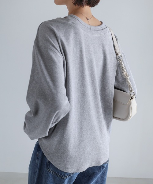THE TOE グレー Vネック 長袖トップス THE TOE グレー Vネック 長袖