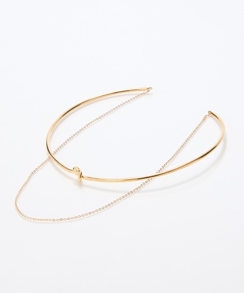 Phoebe（フィービィー）の「ノットラインレイヤードチョーカー/ネックレス/ネックカフ/36cm（チョーカー・レディース・シルバー/イエローゴールド・FREE）」の5枚目の写真