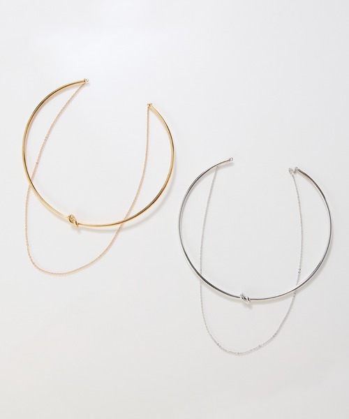 Phoebe（フィービィー）の「ノットラインレイヤードチョーカー/ネックレス/ネックカフ/36cm（チョーカー・レディース・シルバー/イエローゴールド・FREE）」の12枚目の写真