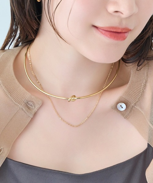 Phoebe（フィービィー）の「ノットラインレイヤードチョーカー/ネックレス/ネックカフ/36cm（チョーカー・レディース・シルバー/イエローゴールド・FREE）」の13枚目の写真