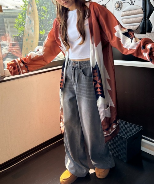 Loco Ocean(ロコオーシャン)の「ロコスタイル ネイティブパターン ロングカーディガン(カーディガン/ボレロ・レディース・ホワイト/ブラウン・M/L)」の19枚目の写真