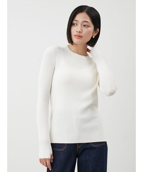 クルーネックリブニットプルオーバー（ニット/セーター）｜Mila Owen