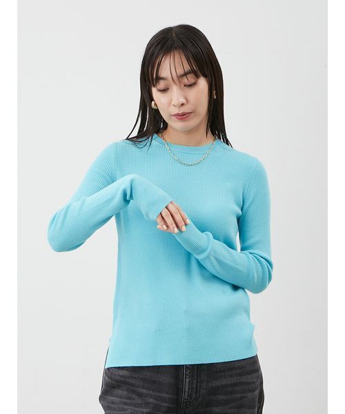 クルーネックリブニットプルオーバー（ニット/セーター）｜Mila Owen