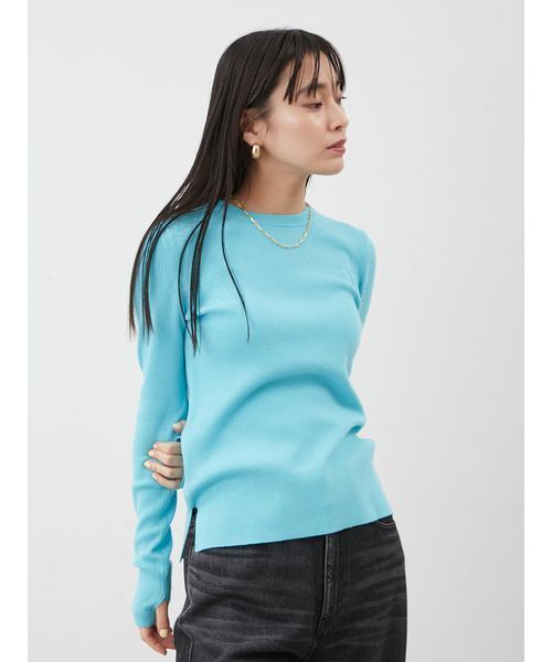 セール】クルーネックリブニットプルオーバー（ニット/セーター