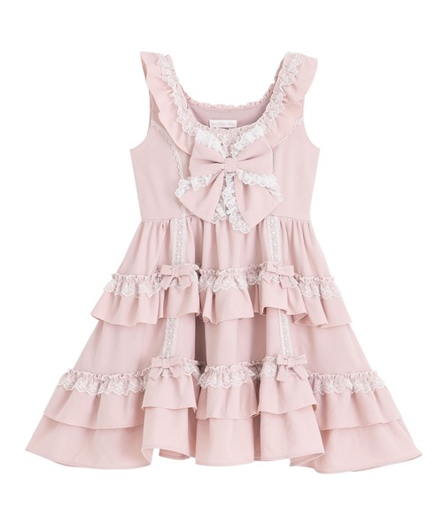 フリルたっぷりはしごレースリボンジャンスカ（ジャンパースカート