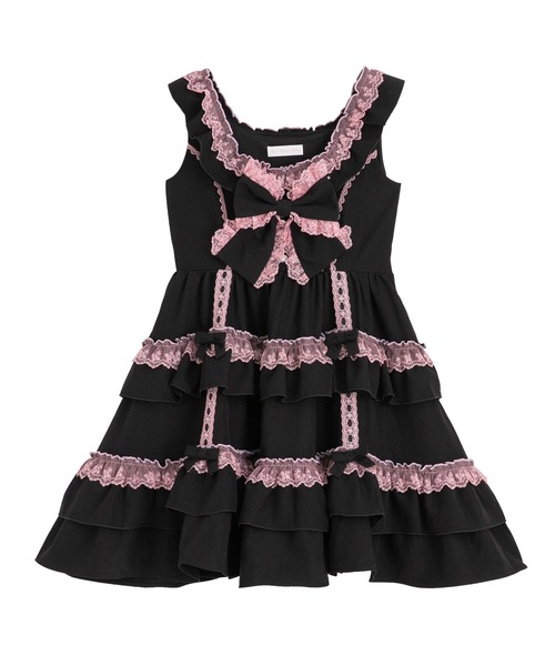 フリルたっぷりはしごレースリボンジャンスカ（ジャンパースカート