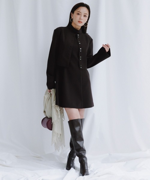 カットジョーゼットミニワンピース（ワンピース）｜anuans（ア