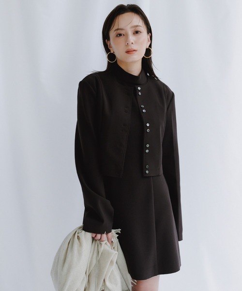 【新品未使用】anuansカットジョーゼットミニワンピース　ブラック カットジョーゼットミニワンピース