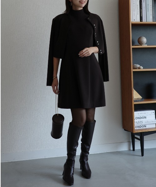 【新品タグ付】anuans カットジョーゼットミニワンピース BLACK anuans ワンピース カットジョーゼットミニワンピース