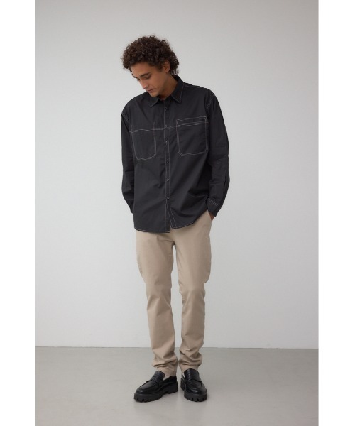 AZUL by moussy(アズールバイマウジー)の「配色ステッチ長袖シャツ(シャツ/ブラウス・メンズ・ベージュ/ライトグレー/ブラック・MEDIUM/LARGE)」の6枚目の写真