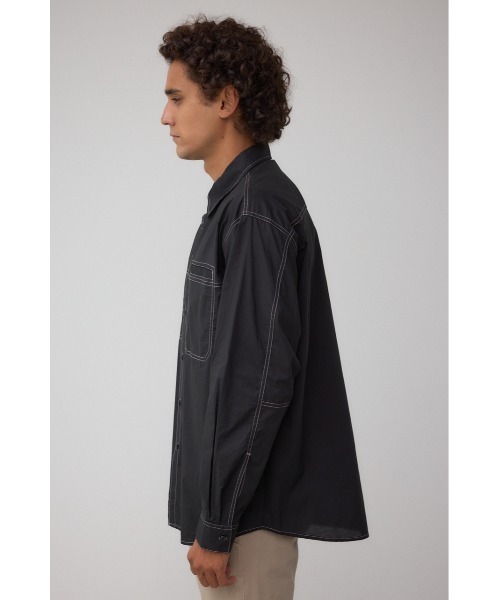 AZUL by moussy(アズールバイマウジー)の「配色ステッチ長袖シャツ(シャツ/ブラウス・メンズ・ベージュ/ライトグレー/ブラック・MEDIUM/LARGE)」の8枚目の写真