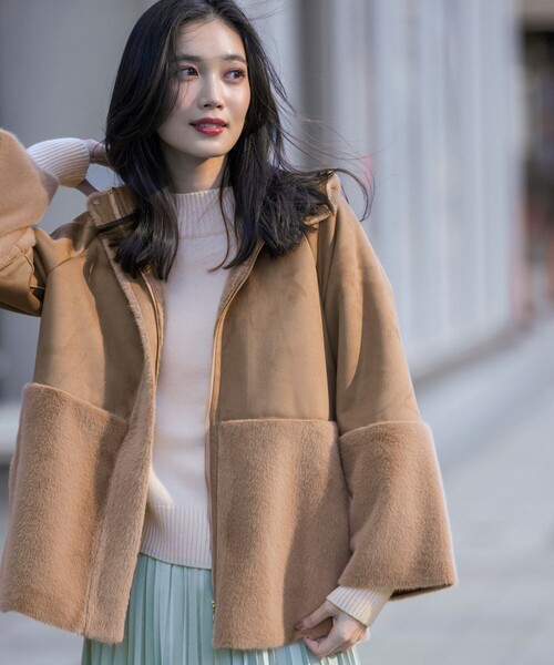 ANY SIS(エニィスィス)の「Luxuryフェイクムートン コート(ムートンコート・レディース・アイボリー系/ブラウン系・X-LARGE)」の5枚目の写真