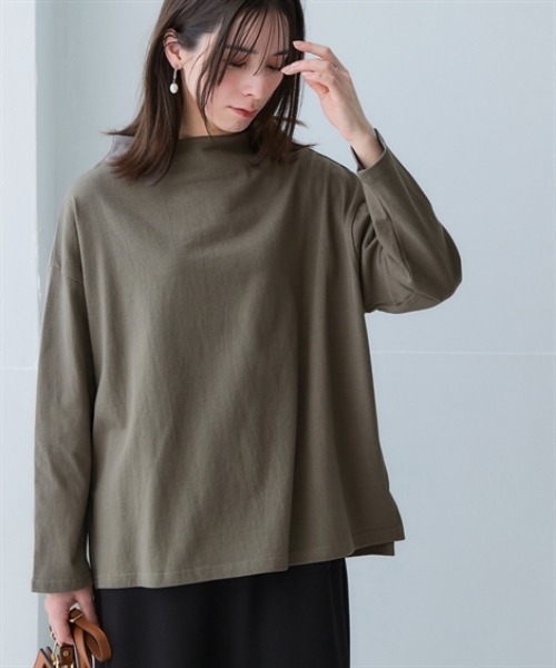 nissen(ニッセン)の「綿100%バスクボトルネックプルオーバー(UVカット)<大きいサイズ有>(Tシャツ/カットソー・レディース・オフホワイト/ブラック/ホワイト×ブラック/ネイビー×ホワイト/カーキ・S~M/L~LL)」の4枚目の写真