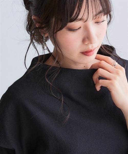 nissen(ニッセン)の「綿100%バスクボトルネックプルオーバー(UVカット)<大きいサイズ有>(Tシャツ/カットソー・レディース・オフホワイト/ブラック/ホワイト×ブラック/ネイビー×ホワイト/カーキ・S~M/L~LL)」の8枚目の写真
