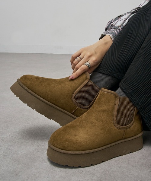 セール】【MEI】SUEDE LIKE SIDE GORE BOOTS / スエードライク