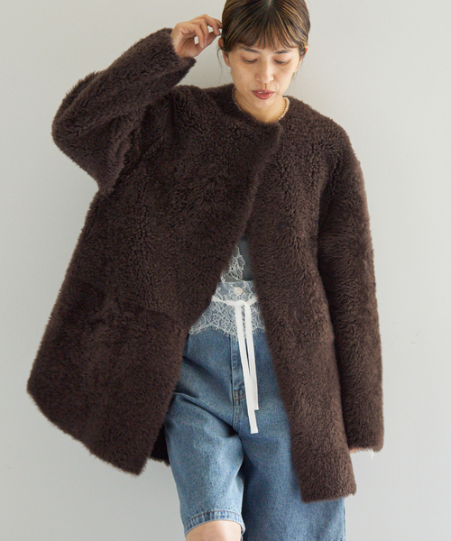 IENA(イエナ)の「Maison IENAムートンコート(ムートンコート・レディース・ブラウン・FREE)」の1枚目の写真