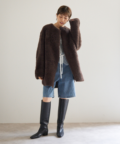 IENA(イエナ)の「Maison IENAムートンコート(ムートンコート・レディース・ブラウン・FREE)」の2枚目の写真