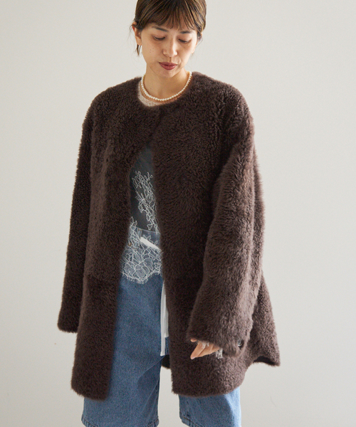 IENA(イエナ)の「Maison IENAムートンコート(ムートンコート・レディース・ブラウン・FREE)」の3枚目の写真