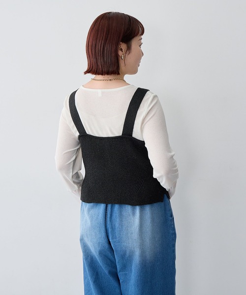 anyfee（エニフィー）の「【anyfee/大きいサイズ】フロントWジップラメニットビスチェ（ニット/セーター・レディース・グレー/ブラック・LL/3L/4L/5L）」の4枚目の写真