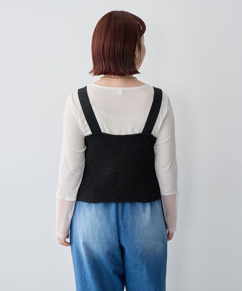 anyfee（エニフィー）の「【anyfee/大きいサイズ】フロントWジップラメニットビスチェ（ニット/セーター・レディース・グレー/ブラック・LL/3L/4L/5L）」の5枚目の写真